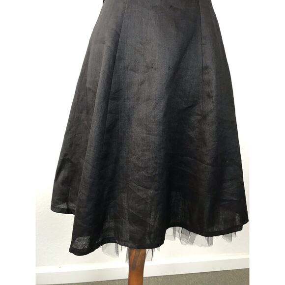 Rinascimento Dress Fit Flare Tank Tulle Linen Black FLAWS - Picture 8 of 12